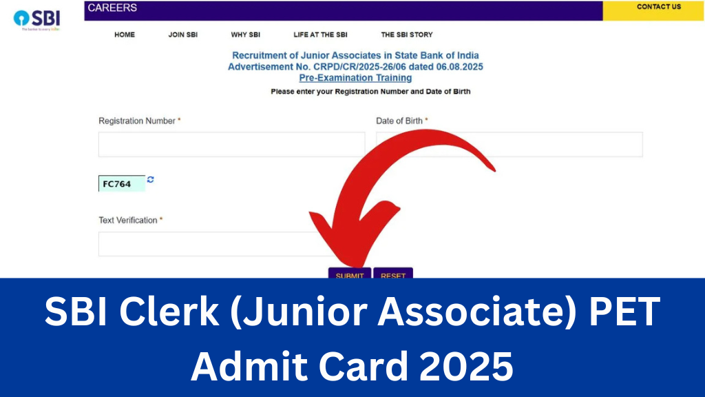 SBI Clerk (Junior Associate) PET Admit Card 2025